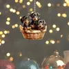 Cachorrinho fofo de cesta pingente 2D espelho cruzado acrílico decoração de interior de carro novo pingente de espelho retrovisor