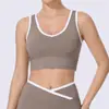 Sutiã esportivo à prova de choque de alta resistência para mulheres, top regata sem costas em U para fitness, para usar por fora, bojo fixo, sutiã de ioga integrado