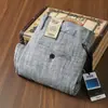 Pantalones de Algodón y Lino Vintage Espiga Teñidos en Hilo de Gama Alta Verano Delgados Transpirables Suaves Pantalones de Lino para Hombre Rectos Casuales