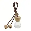 Frasco de Fragrância para Carro com Tampa de Madeira Maciça, Frasco Vazio de Vidro com Fundo Espesso, Pingente de Perfume Vintage, Frasco Vazio de Óleo Essencial para Carro, Item de Exportação Mais Vendido