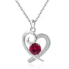Collar de Corazón de Plata de Ley S925 con Doce Piedras de Nacimiento Europeo y Americano Transfronterizo Moda para Mujer Estilo Ins de Amazon Colgante Versátil