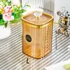 Tarro sellado de plástico transparente para almacenamiento de alimentos en la cocina, ideal para refrigerios y almacenamiento en seco.