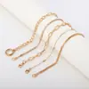 Estilo Europeu e Americano Transfronteiriço Novo Simples Pulseira de Diamante Corrente Personalizada Fivela Ot Corrente com Trava Circular Conjunto de Pulseiras Retro de 5 Peças
