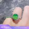 Atacado de fábrica 925 prata incrustada alta gelo verde calcedônia completa diamante feminino anel verde ágata feminina anel de jade