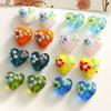 Mismo que Xiaohongshu rama tridimensional con goteo de aceite flor pequeña corazón de melocotón DIY cuentas de vidrio accesorios pendientes material para pasador al por mayor