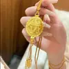 [Mismo Estilo que Laopu Weixue] Collar con Colgante Brújula de Ocho Tesoros Color Oro Arena para Mujer Collar con Cuerda y Colgante Dorado de Calabaza Jiaer