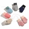 Guantes de Dedos Completos para Jardín de Niños de Otoño e Invierno con Cuello Forrado de Polar Gruesos y Lindos Guantes Cálidos de Punto a Prueba de Frío para Exterior