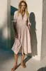 2026 Transfronterizo Amazon Nueva Moda Femenina Estilo Europeo y Americano Sexy Cuello en V Larga Botonada Talla Extra Vestido Camisa