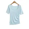 Nueva Camiseta Corta Ajustada Elástica de Color Sólido con Cuello Redondo, Estilo Chica Caliente, Primavera/Verano 2025