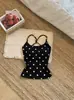 Camisola de Lunares con Cuentas para Mujer, Nuevo Diseño de Verano Ajustado, Estilo Puro y Sexy de Chica Caliente, Espalda Hermosa, Top para Exteriores