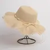 Chapéu de Palha com Renda de Laço Chapéu Grande Verão Feminino Praia Férias Protetor Solar Chapéu de Palha