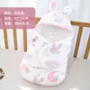 Saco de dormir para recién nacidos, diseño de orejas de conejo para bebé, manta envolvente anti-sobresalto, adecuado para primavera, otoño e invierno, engrosado para mayor calidez, ideal para uso en exteriores como manta para bebé
