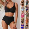 Traje de baño para mujer 2025 al por mayor Bikini transfronterizo Estilo europeo y americano Traje de baño de dos piezas Comercio exterior Cintura alta Modelo nuevo
