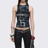Chaleco Superior Sin Mangas de Cuello Redondo Estilo Punk Gótico de Subcultura Europea y Americana Chica Picante con Estampado de Remaches Vintage en Stock