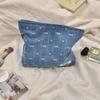 410125 Bolsa de cosméticos con lazo de mezclilla, bolsa de almacenamiento con cremallera de gran capacidad para el cuidado de la piel, bolsa de mano para compras