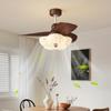 Lámpara Ventilador de Techo para Dormitorio Estilo Francés Mediados de Siglo 2025 Nuevo Retro Color Nogal Estilo Wabi-Sabi Lámpara Integrada Ventilador para Restaurante