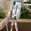 Adecuado para Funda de Teléfono Móvil Vivo Pulsera Silicona Diagonal Simple A Prueba de Polvo Linda Bolso Bandolera Versión Q Correa de Mano Juventud Dos Tonos