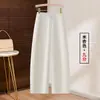 Calça Cinza Wide Leg para Mulheres, Cintura Alta, Caimento Fluido, Calça Social de Corte Curvo para Mulheres, Novo Estilo Outono 2026, Calça Casual de Alta Qualidade