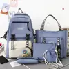 Nueva Mochila Escolar Estilo Coreano Harajuku ulzzang Mochila de Cinco Piezas Gran Capacidad Mochila Escolar Portátil para Estudiantes de Primaria
