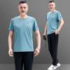 Verano nueva camiseta de manga corta para hombre traje deportivo para mediana edad y ancianos Ropa casual de manga corta de seda helada para hombre camiseta interior holgada