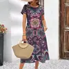 Ropa Casual con Impresión Digital 3D Verano Moda Étnica para Mujer Manga Corta 2024 Nuevo Estilo de Comercio Exterior Transfronterizo