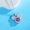 Colar de Prata 925 Esterlina com Moissanita Feminino Alto Padrão pt950 Platina Seiko Diamante Pingente Mickey Corrente de Clavícula Versátil