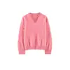 26 Outono Inverno Nova Chegada Gola V Manga Longa Malha Escovada Fio 18 Lã Escovada Cashmere Seda Suéter Feminino Puyuan
