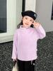Top de otoño e invierno para niños con forro polar Orly para niños, camiseta cálida de terciopelo con cuello medio-alto, camiseta interior de terciopelo de doble cara para niñas pequeñas