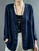 Jaqueta Cardigan Estilo Linho Japonês Feminina Solta Tamanho Grande Fina Camada Externa Top de Algodão e Linho Casual Versátil Três Botões