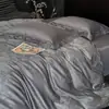 Conjunto de quatro peças 100S de alta contagem de fios, todo em algodão, bordado de luxo leve, puro algodão, jacquard de algodão de fibra longa, confortável para dormir nu, roupa de cama para todas as estações