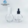 Nueva botella cuentagotas esférica de 10 ml para aceites esenciales 75 ml botella de vidrio para líquidos cosméticos 30 ml botella con bulbo para base de maquillaje líquida