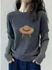 Camiseta de Manga Larga Rayada de Terciopelo Cepillado Falsa de Dos Piezas para Mujer, Estilo Ins Europeo, Diseño de Alta Gama, Gris Oscuro, Top que Reduce la Edad