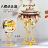 Venta al por mayor de fábrica Yangzhou lugar escénico wenchuang pintura flotante reloj de pared para fichar recuerdo turístico abanico de papel de arroz con borla