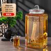 Garrafa Quadrada para Conservar Vinho, Jarra de Vidro Transparente de Grande Capacidade para Vinho, Recipiente Doméstico para Bebida de Vinho Medicinal com Torneira e Vedação