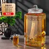 Em estoque suprimento vidro grosso garrafa de vinho bolha pote de vinho bolha pote de vinho de vidro transparente selado com torneira de base