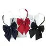 Punto al por mayor uniformes estudiantiles corbata de moño femenina color sólido azul marino Blanco Pino biselado collar de uniforme JK japonés flor