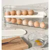 Contenedor de Huevos para Refrigerador con Rodillo Automático Ahorrador de Espacio Dispensador de Huevos para Almacenamiento en Refrigerador Estante Giratorio Automático para Huevos Titular para Cocina