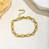 Cadena de Hip-Hop Pulsera de Acero Inoxidable de una Sola Capa, Pulsera Gruesa de Cadena Cubana Redonda, Acero de Titanio Chapado en Oro de 18K Accesorios para Mujeres
