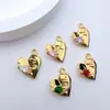 Colgante de Corazón Multicolor con Baño de Oro que Conserva el Color Estilo Minimalista Materiales para Pendientes, Collares, Pulseras DIY