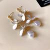 Brincos de borla de pérola de pétala francesa de agulha de prata super fada moda longa elegante distinto novos brincos para mulheres