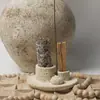 Portavelas de Cemento de Madera Sagrada Peruana Salvia Hojas de Eucalipto Palo de Vainilla Incienso Purificación Bandeja Multifuncional Adorno Decorativo