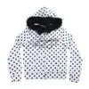 Cárdigan con Capucha de Subcultura Dulce y Fresco con Lunares y Decoración de Cuello de Piel, Estampado en Inglés, Corte Ajustado, Sudadera con Cremallera para Mujer