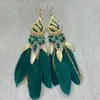Brincos de Pena Boêmios Europeus e Americanos, Brincos de Franja Estilo Étnico Exagerado Retrô para Feriados, Acessórios de Viagem de Yunnan para Mulheres
