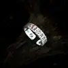 Anillo de Plata de Ley S925 Joyería Taoísta Amatista Morada Anillo Vintage Cinabrio Tendencia Nacional Nuevo Estilo Chino Patrón de Martillo Taoísta Anillo Ajustable
