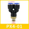 Conector Pneumático PX6-01 Mangueira de Ar Cilindro Rosca 8mm Válvula Solenoide T em Y Rosca 10-02 Mangueira Conexão Rápida