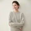 2025 Novo Suéter de Tricô Cashmere Sete Pontos Manga Raglan Gola Redonda Meia-Alta Quente Camada Base para Mulheres
