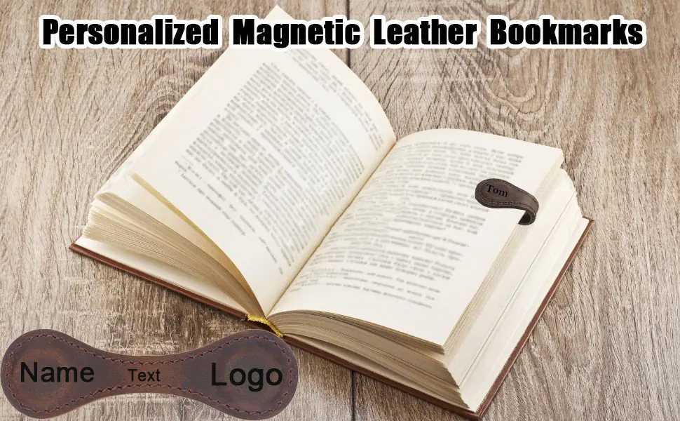 Personalized Magnetic Leather Bookmarks