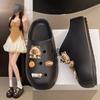 2025 Verano para Mujer Nuevo Lindo Dibujo Animado DIY Capibara Helado Zapatos de Cueva Ropa de Abrigo Zapatillas Casuales de Suela Suave