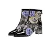 Sandalias y Botas de Malla Bordadas Estilo Étnico para Mujer Primavera y Otoño 2026 Botas Individuales Charol Tacón Grueso Botas de Malla de Caña Alta Retro Talla Grande