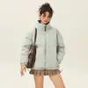 Casaco acolchoado de algodão com gola estilo americano High Street 2024 Masculino Inverno Solto Moderno Casual Versátil Quente Casaco acolchoado de algodão Feminino